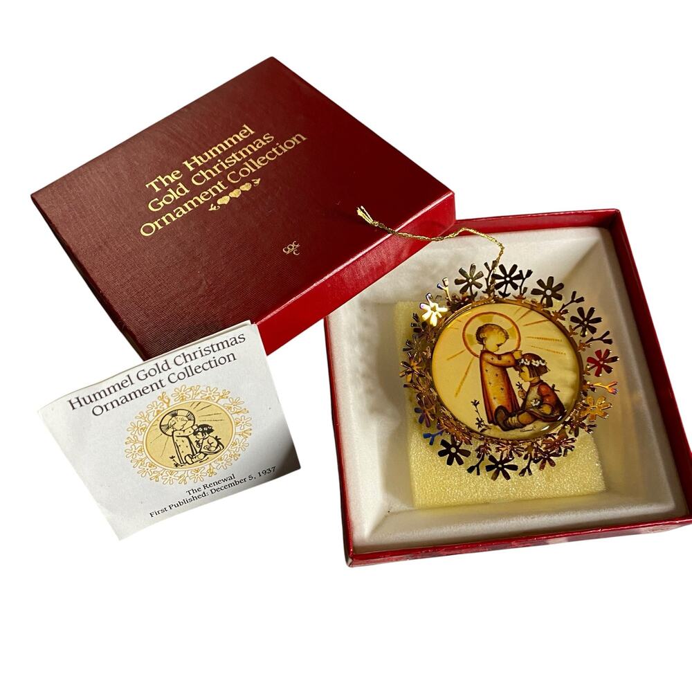 1987 Hummel 24k Gold Christmas Ornament Collection The Renewal Angel in Box